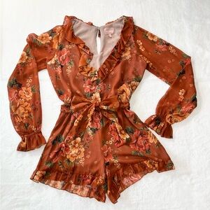 SHOW ME YOUR MUMU Raquel Ruffle Romper Garden Harvest Women's size S